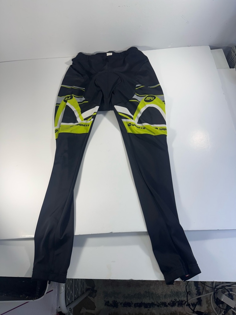 SPONEED Cycling Pants Men’s  Size XL Black Neon Yellow Bike Riding Tights